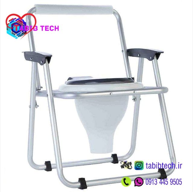 tabibtech.ir توالت فرنگی رسا آلومینیومی مبله تاشو با قیف بلند ۴۰ سانتی ژله‌ای