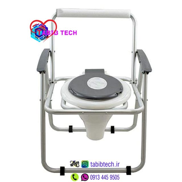 tabibtech.ir توالت فرنگی رسا آلومینیومی مبله تاشو با قیف بلند ۴۰ سانتی ژله‌ای