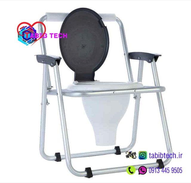 tabibtech.ir توالت فرنگی رسا آلومینیومی مبله تاشو با قیف بلند ۴۰ سانتی ژله‌ای