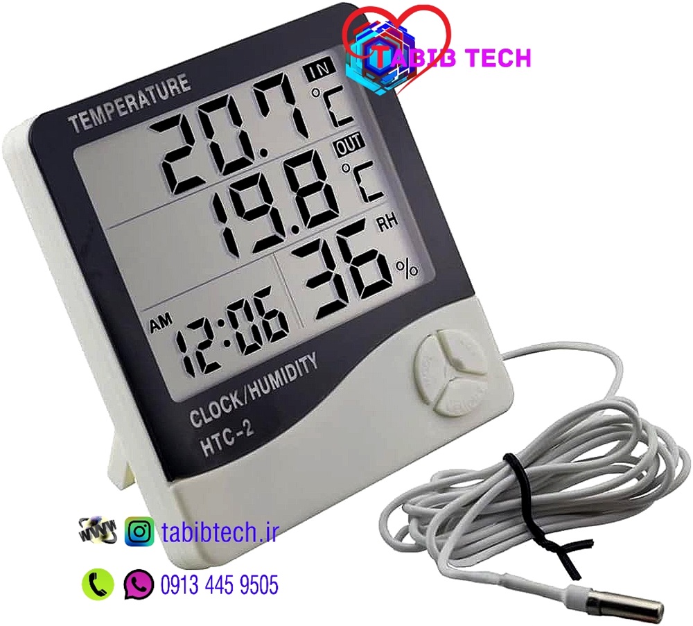tabibtech.ir دماسنج رطوبت سنج HTC-2 با سنسور خارجی